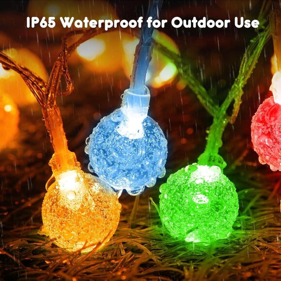 Crystal Globe String Lights Battery Operated 33 ft 60 LED Fairy Remote 8 Modes - Picture 5 of 7